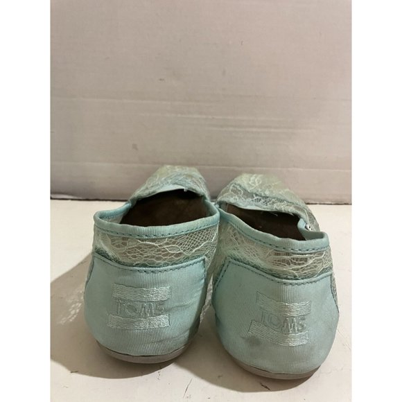 TOMS Crochet Lace Women’s Shoes Size 7 teal blue  slip-on casual comfort shoes - Picture 4 of 8